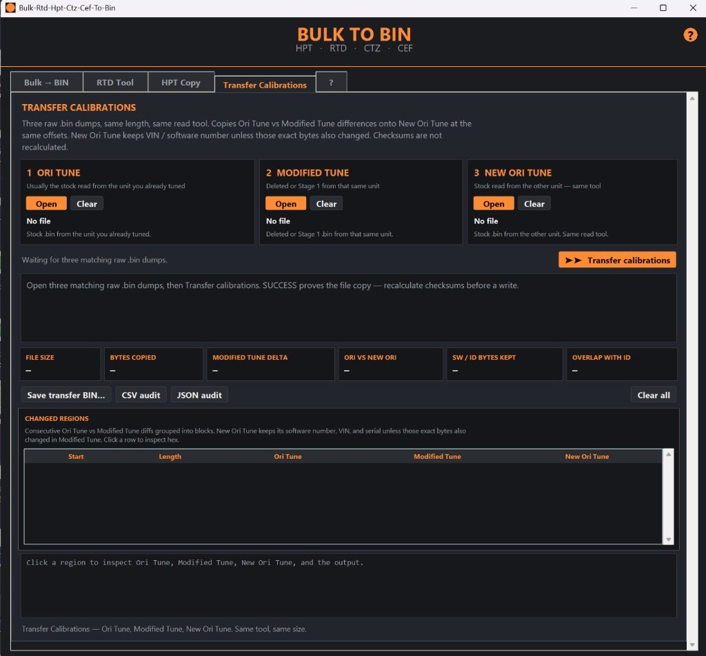 Bulk to Bin — Transfer Calibrations